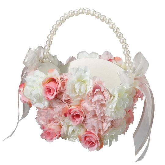 Lillian Rose Floral Flower Girl Basket Pink White